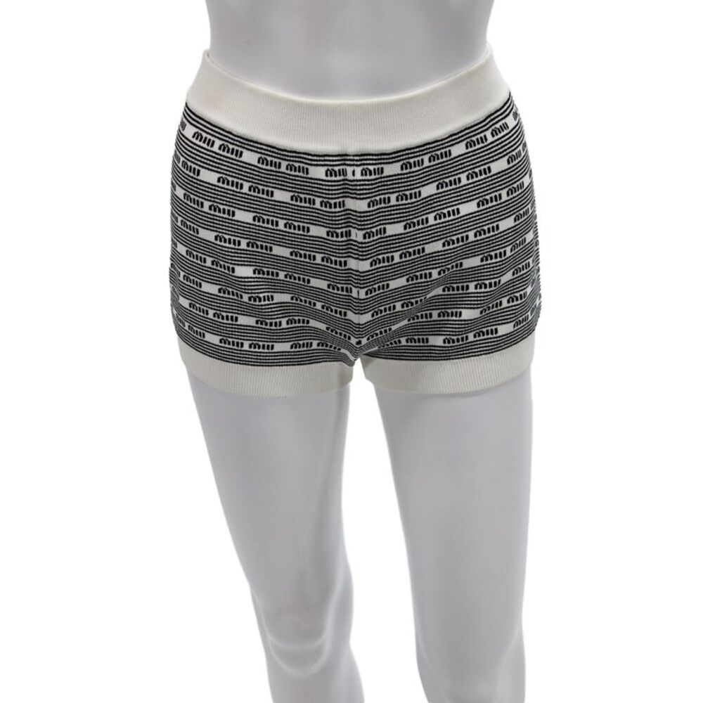 Miu Miu Womens Striped Black Hot Pants Size 40